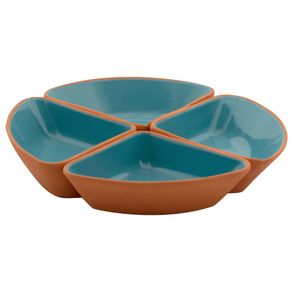 Jogo C/ 4 Petisqueiras Triangulares Em Ceramica 190ml Azul Turquesa Jogo C/ 4 Petisqueiras Triangulares Em Ceramica 190ml Azul Turquesa