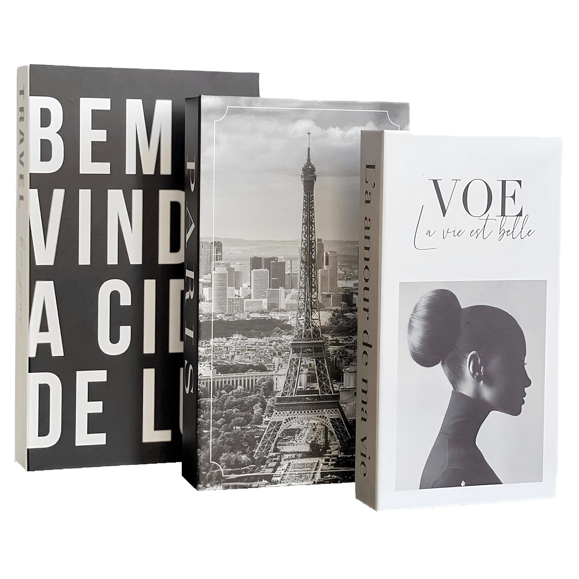 Conjunto de Caixas/livros Decorativos P/ Decoracao de Ambientes P M G 3pcs