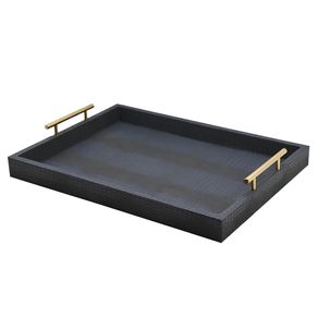 Bandeja Decorativa C/ Alca 48x35x7,5cm Azul Navy Paramount