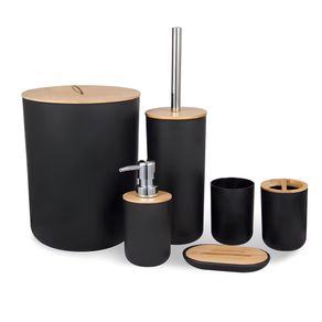 Conjunto P/ Banheiro Preto C/ Escova Sanitaria, Dispenser, Porta Escova e Lixeira 6pcs Conjunto P/ Banheiro Preto C/ Escova Sanitaria, Dispenser, Porta Escova e Lixeira 6pcs