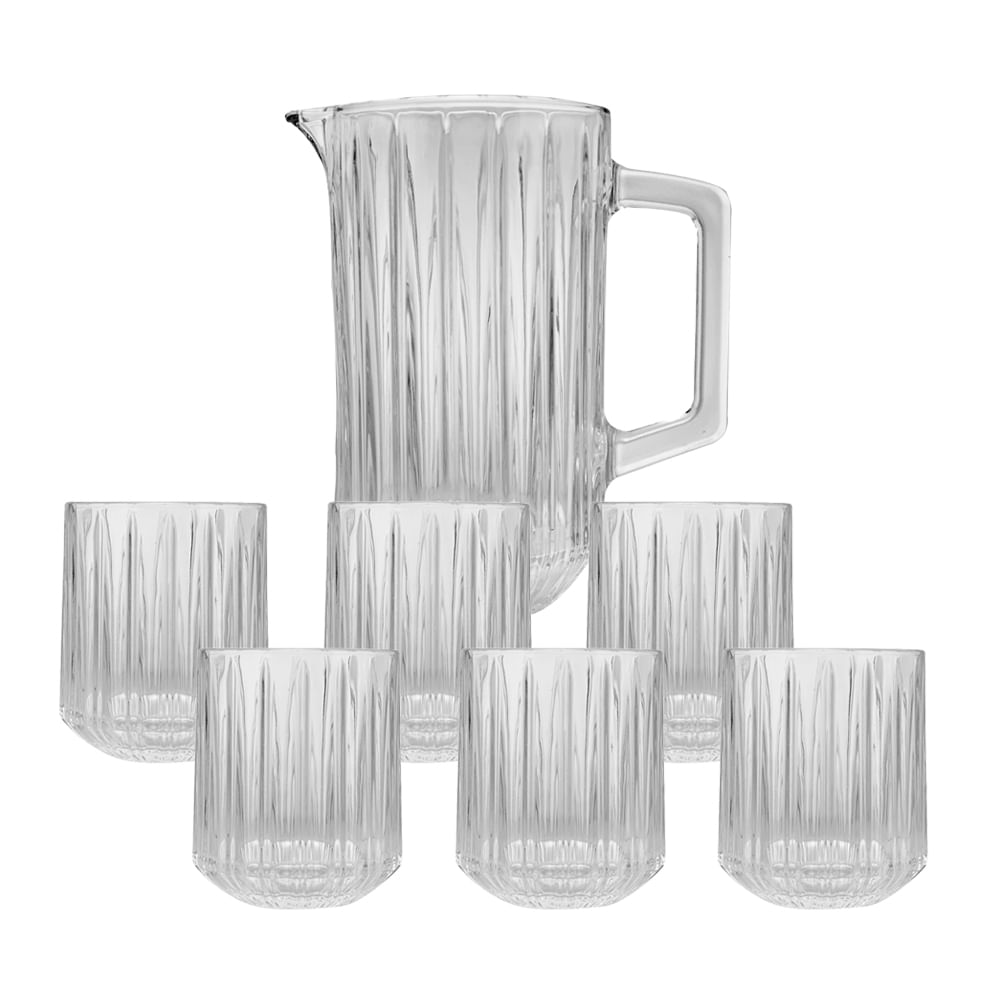 Conjunto 7 Pecas Jarra C/ 6 Copos de Cristal Bangkok 1,45l/300ml