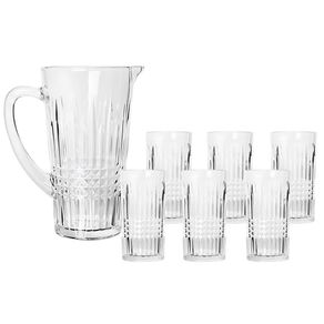 Conjunto 7 Pecas Jarra C/ 6 Copos de Vidro Queen 1,2l/320ml
