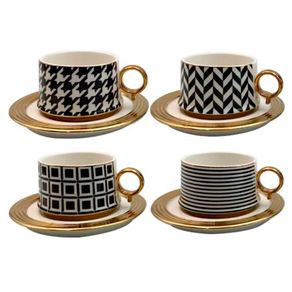 Xicaras de Vidro Com Pires Motif New Bone P/ Cafe 100ml Jogo C/8 Pecas Xicaras de Vidro Com Pires Motif New Bone P/ Cafe 100ml Jogo C/8 Pecas