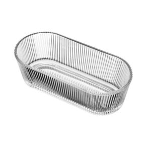 Petisqueira Oval de Vidro Lines P/ Decoracao e Armazenamento 16,5x7,5x5cm