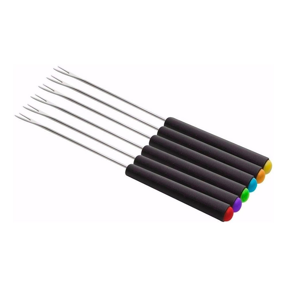 Conjunto C/ 6 Garfos Para Fondue Em Aco Inox e Cabo de Plastico Resistente 18cm
