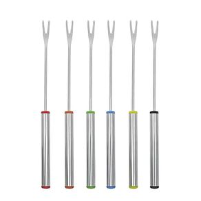 Conjunto C/ 6 Garfos Para Fondue Em Aco Inox e Cabo Resistente 18cm
