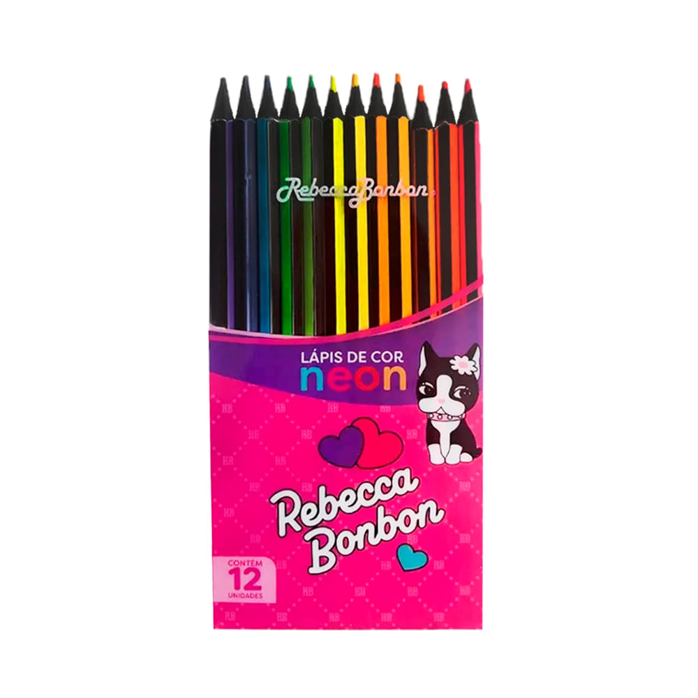Lapis Escolar Colorido Neon 12 Cores Rebecca Bonbon | Arte e Desenho Rb1204