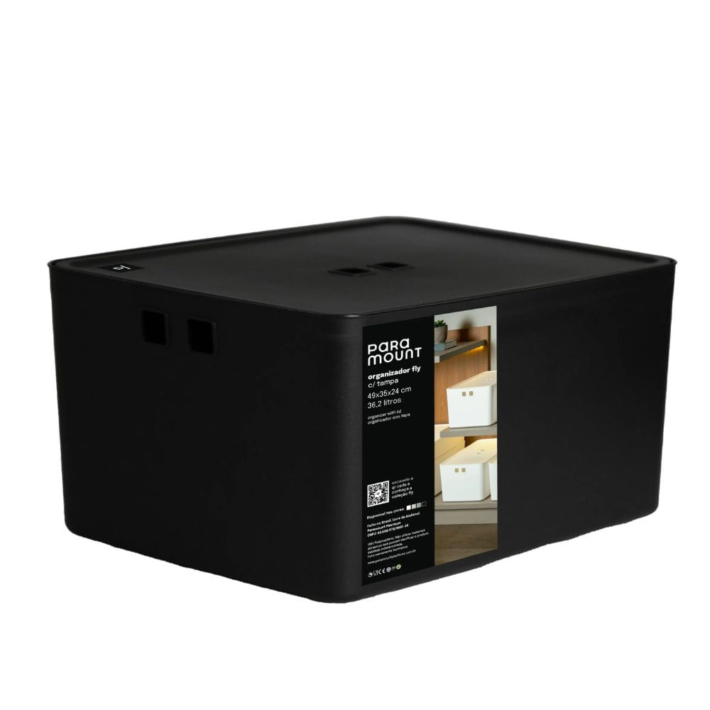 Organizador C/ Tampa 49 X 35 X 24cm Fly 36,2l Preto 4571
