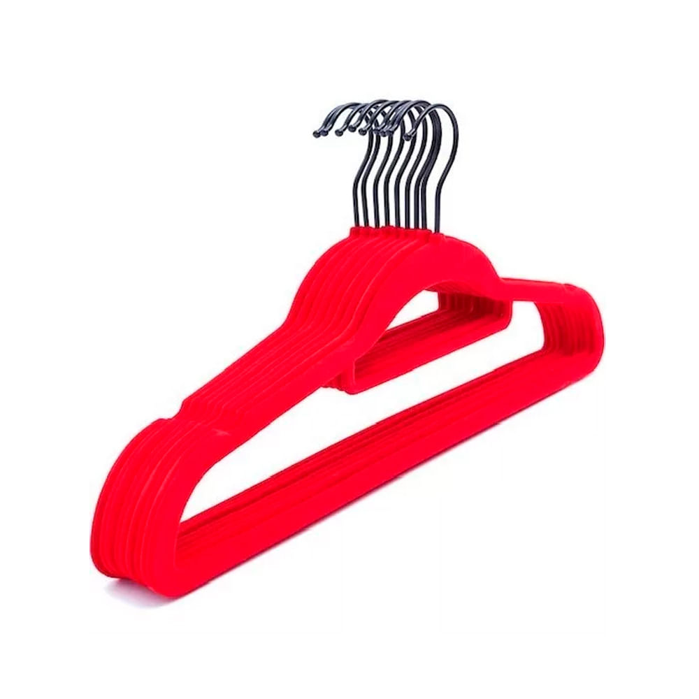 Kit C/3 Cabides de Veludo Vermelho Premium Cp0689 Ferimte