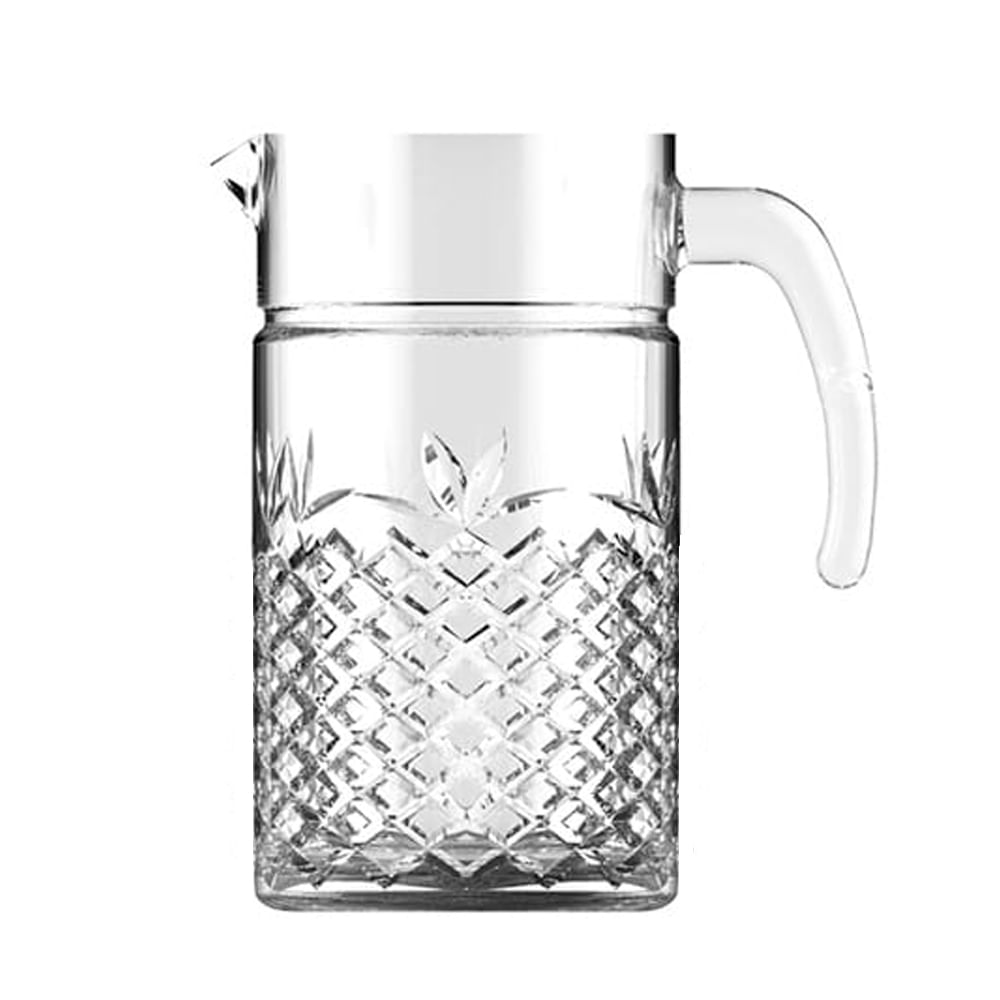 Jarra de Vidro Transparente C/ Tampa Vermelha Diamond P/ Agua, Suco e Refrigerante 1470ml
