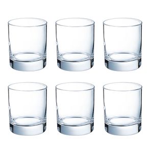 Jogo C/6 Copos de Vidro Baixo Island 300ml P/ Bebidas e Drinks Luminarc