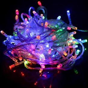 Pisca C/ 100 Lampadas de Led Colorido 127v Transparente P/ Decoracao de Natal