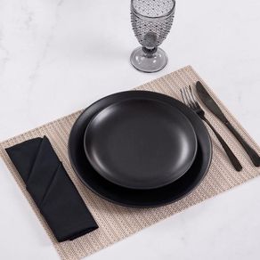 Conjunto C/4 Guardanapos de Algodao Home Preto 45x45cm Conjunto C/4 Guardanapos de Algodao Home Preto 45x45cm