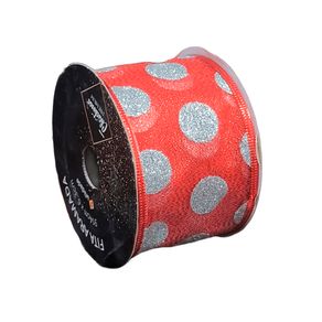 Rolo Fita Aramada P/ Decoracao Natal Artesanato Presente Embalagem 6,3cm X 9,14m Yj9886