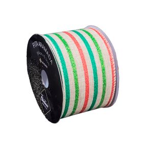 Rolo Fita Aramada P/ Decoracao Natal Artesanato Presente Embalagem 6,3cm X 9,14m Yj1225