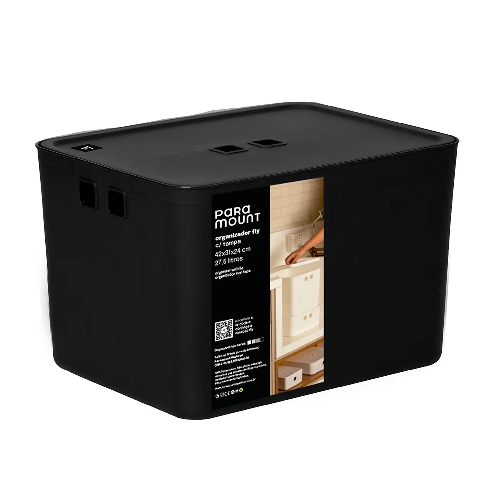 Caixa Organizadora Fly Preta 27,5l 42x31x24cm Paramount