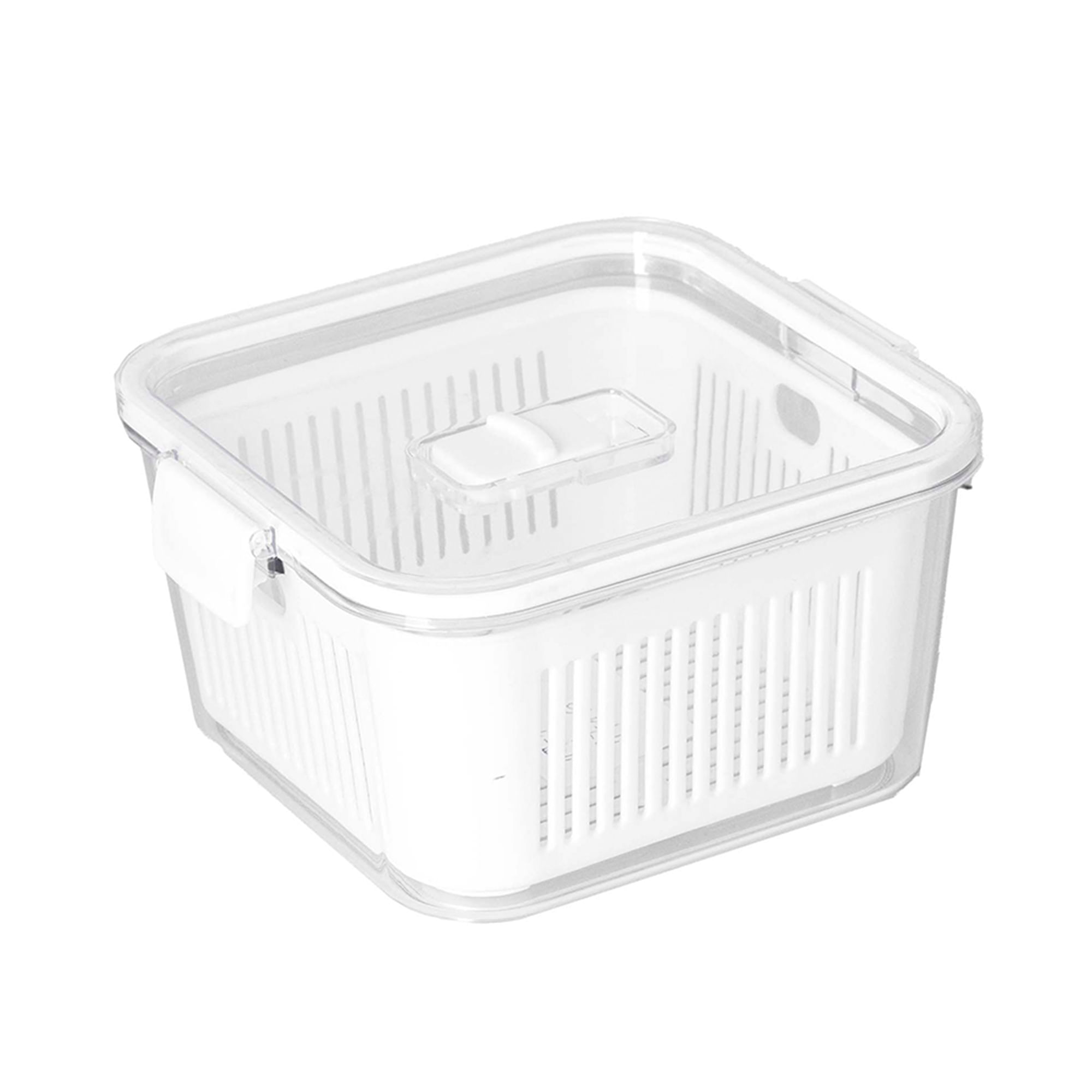 Pote Slim Hermetico C/ Cesto de Drenagem e Travas de Fechamento Branco 1.360ml Paramount