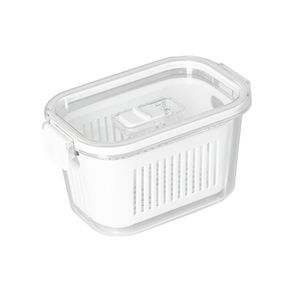 Pote Slim Hermetico C/ Cesto de Drenagem e Travas de Fechamento Branco 630ml Paramount