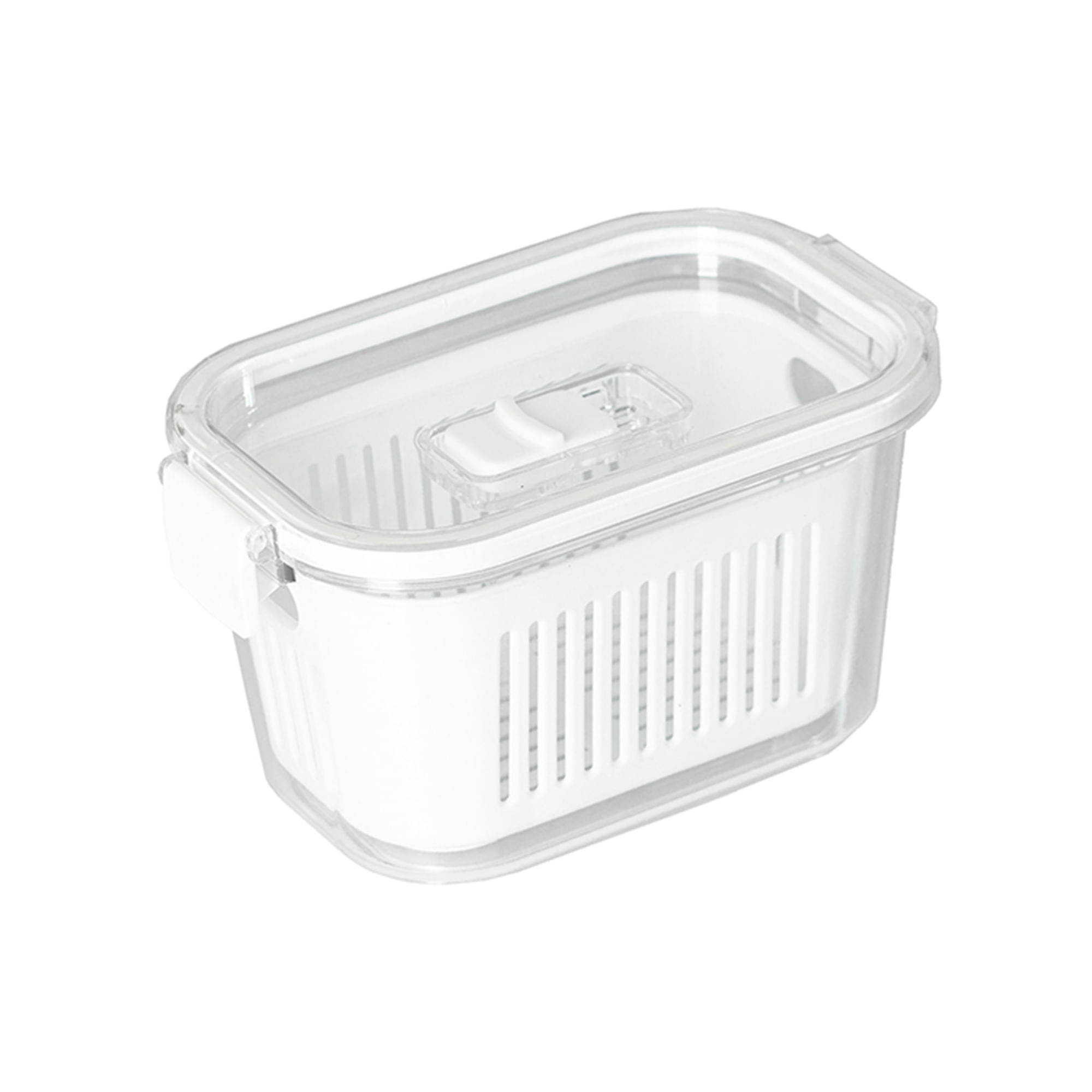 Pote Slim Hermetico C/ Cesto de Drenagem e Travas de Fechamento Branco 630ml Paramount