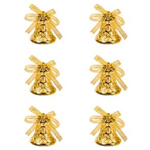 Kit C/6 Sinos de Natal Cores Sortidas 4,5cm Enfeite Pendente P/ Arvore de Natal