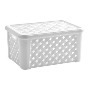 Cesta Retangular Organizadora Rattan Com Tampa 51x35x21 Color 711