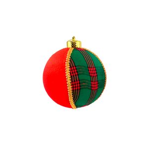 Bola de Natal Xadrez C/ Vermelho de Camurca 8cm