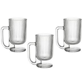 Jogo C/3 Canecas de Vidro Transparente Savor 220ml P/ Cafe e Cha Com Design Elegante e Resistente Jogo C/3 Canecas de Vidro Transparente Savor 220ml P/ Cafe e Cha Com Design Elegante e Resistente