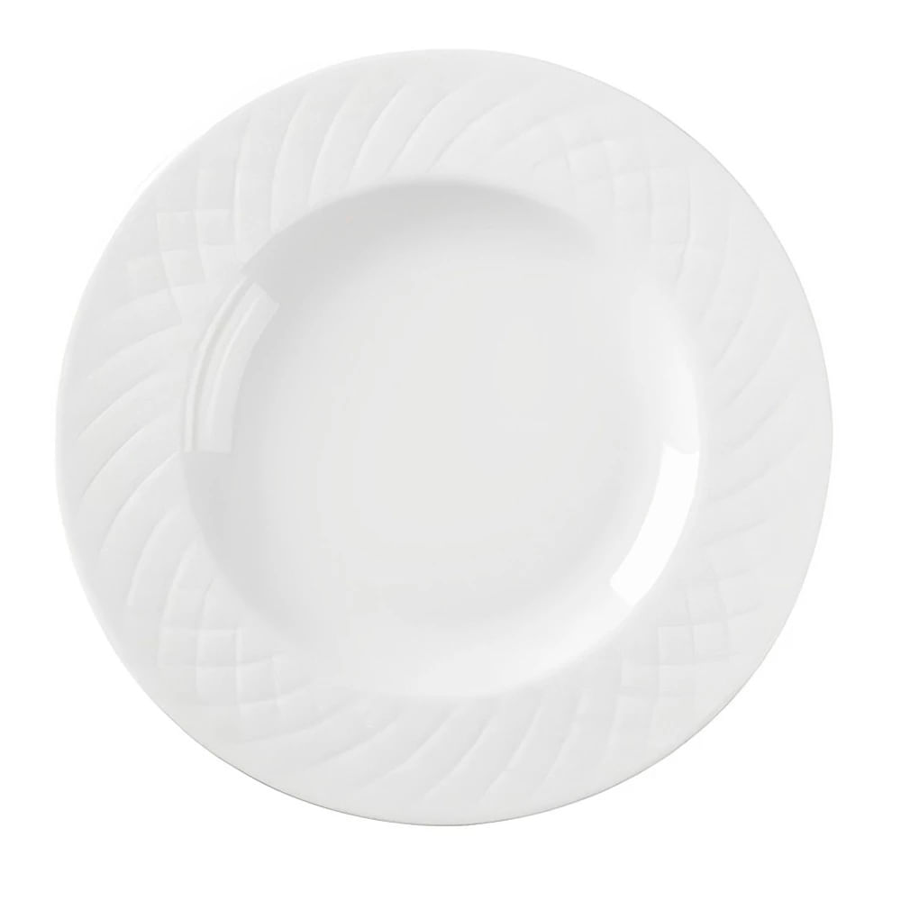 Prato Raso de Jantar Aba Larga Colecao Ingrid Em Porcelana 27cm