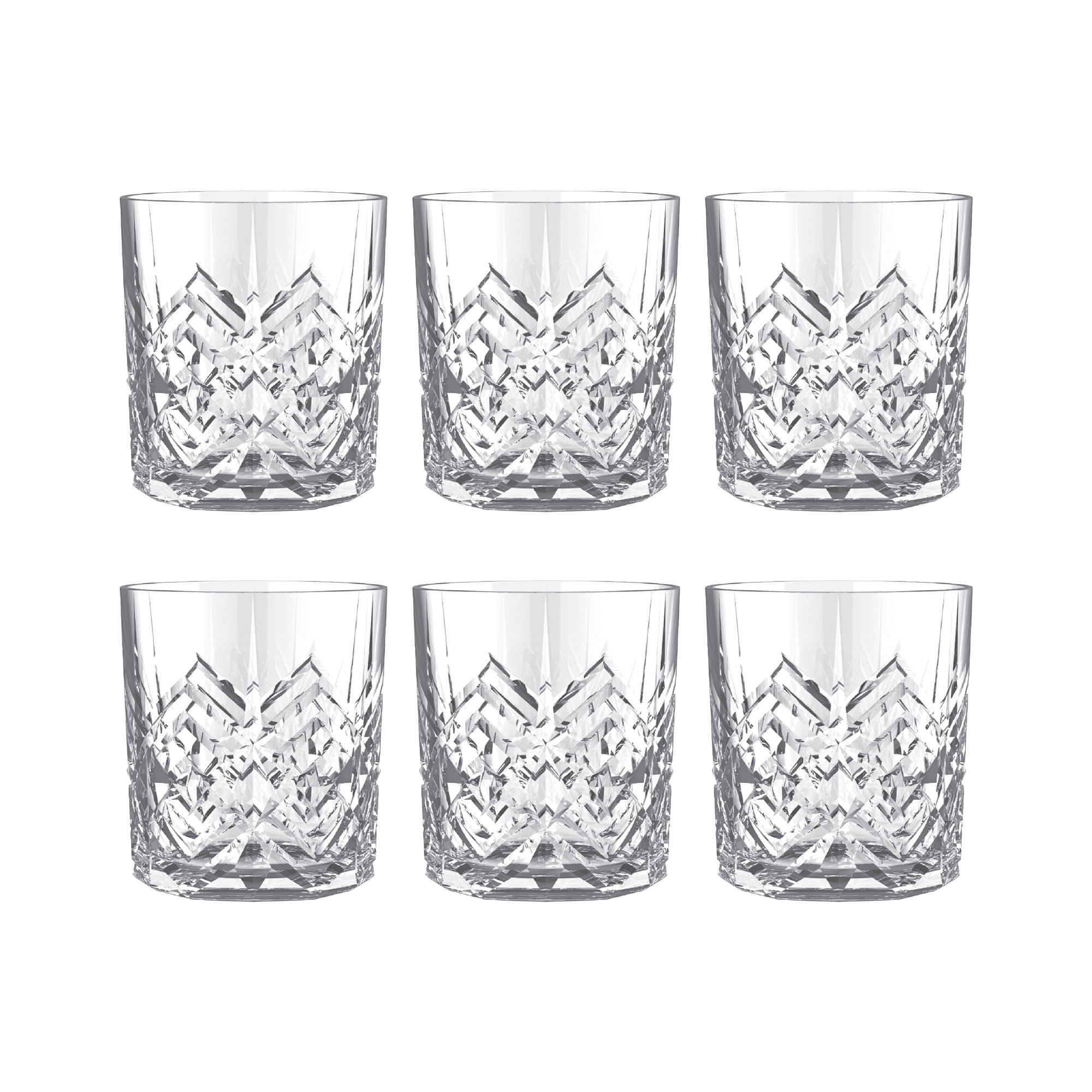 Jogo C/6 Copos Baixos de Vidro 310ml P/ Sucos e Bebidas Modelos Sortidos Casambiente