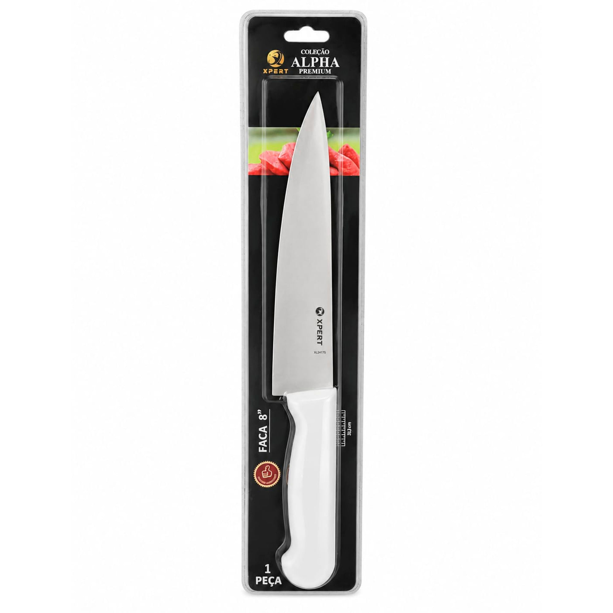 Faca Alpha Premium 8" Polegadas Aco Inox Cabo Branco Xpert